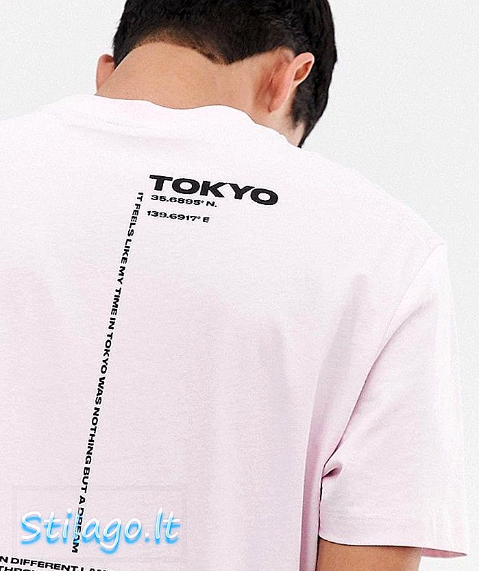 ASOS DESIGN χαλαρή μπλούζα με εκτύπωση πίσω κειμένου-Ροζ