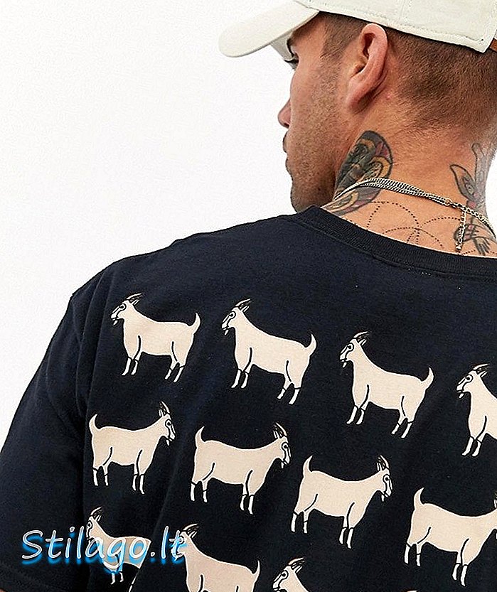 T-shirt cetak kambing baru Love Club dengan warna hitam-besar
