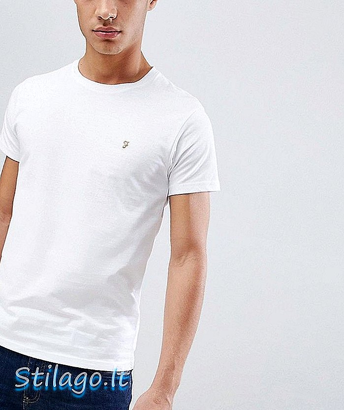 फराह फैरिस स्लिम फिट लोगो सफेद रंग में टी-शर्ट