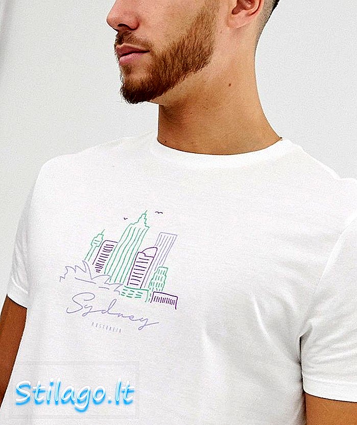 ASOS DESIGN majica city sky line print-Bijela