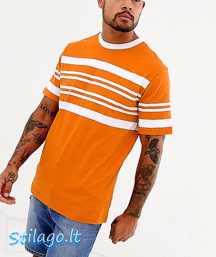 Native T-skjorte i brystet stripe i oransje-gul