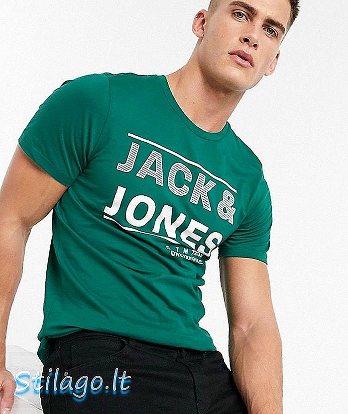 Kaos Jack & Jones Core dengan cetak dada - Hijau
