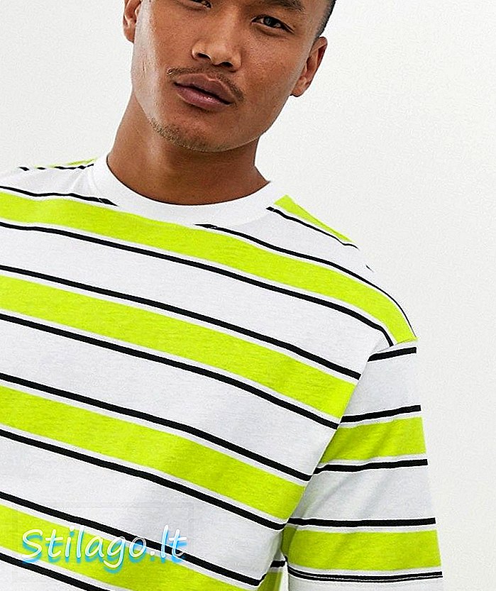 Another Influence boxy lime stripe t-shirt-Geel