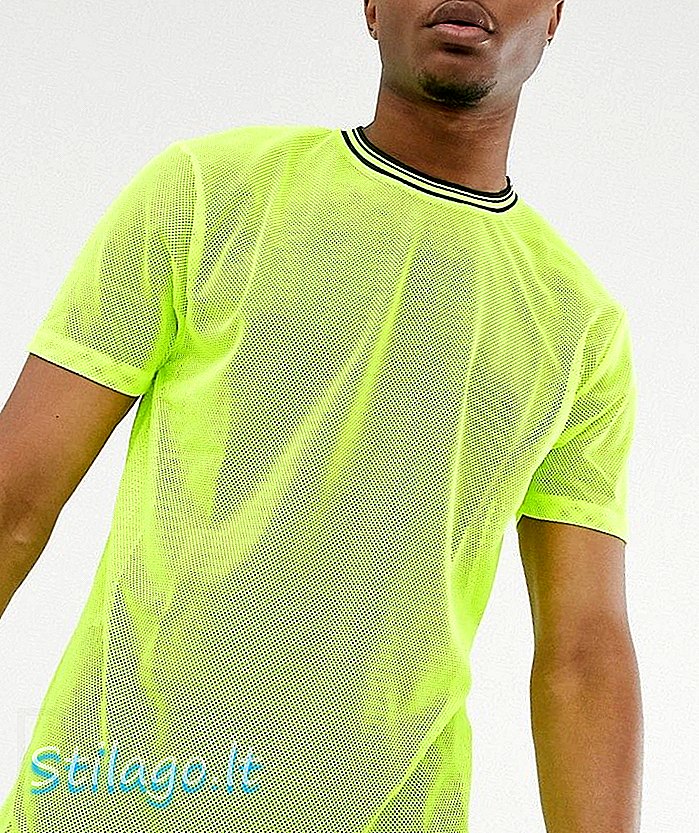 ASOS DESIGN χαλαρό μπλουζάκι σε πλέγμα νέον με γκρι-πράσινο