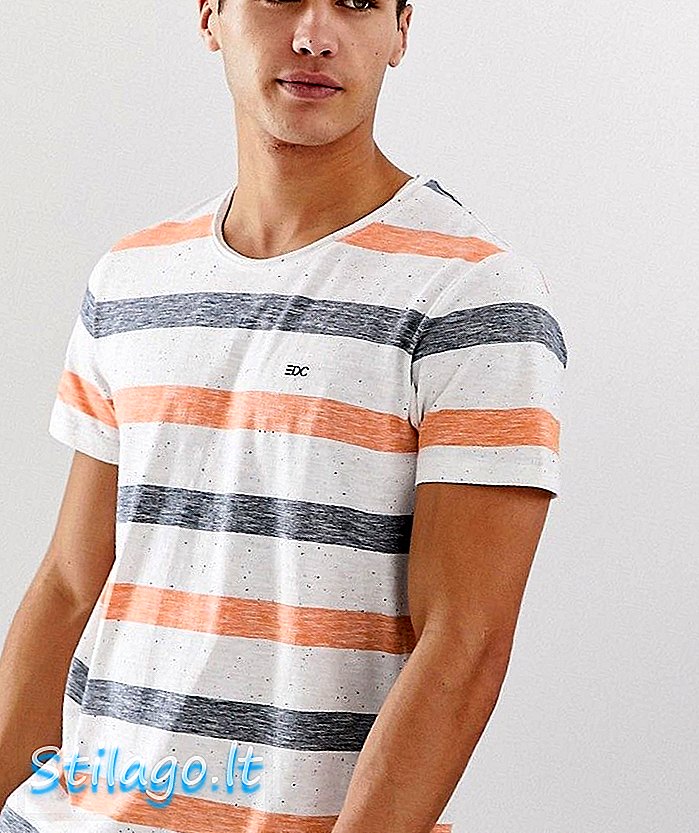 Esprit t-shirt med orange og blå stribe