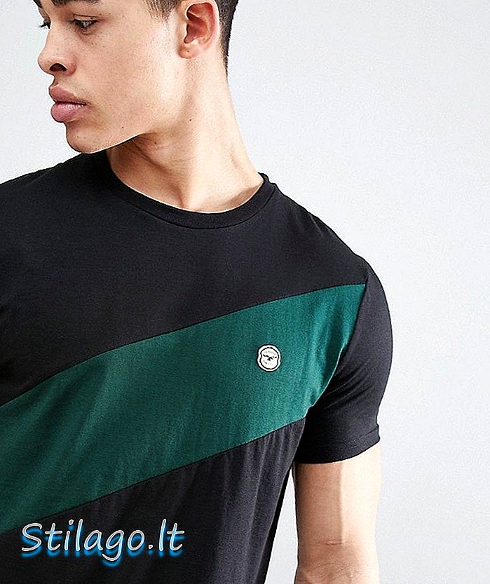 Le Breve Diagonal Panel T-Shirt-Schwarz
