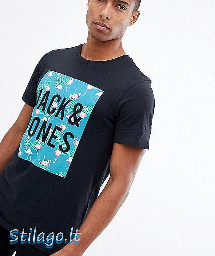 Джек і Джонс Фламінго логотип Tee-Black