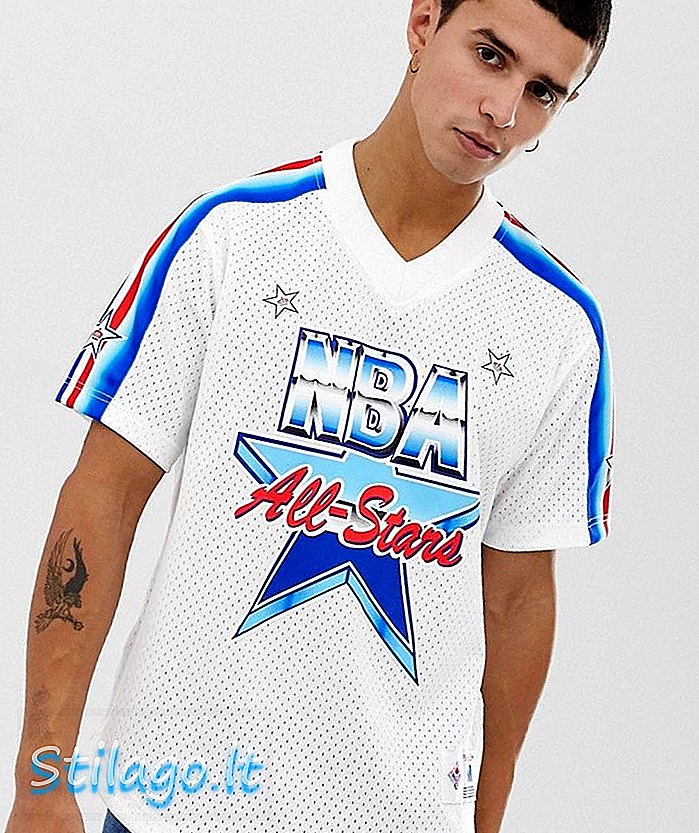 Mitchell & Ness 1991 All Star mesh v-neck en blanco