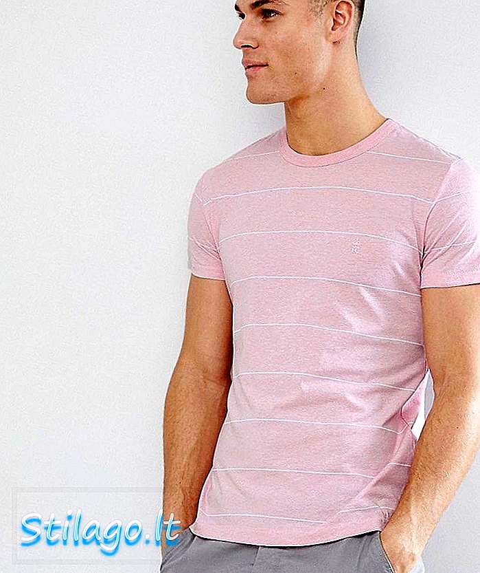 Французская футболка с тонкими полосками розового цвета
