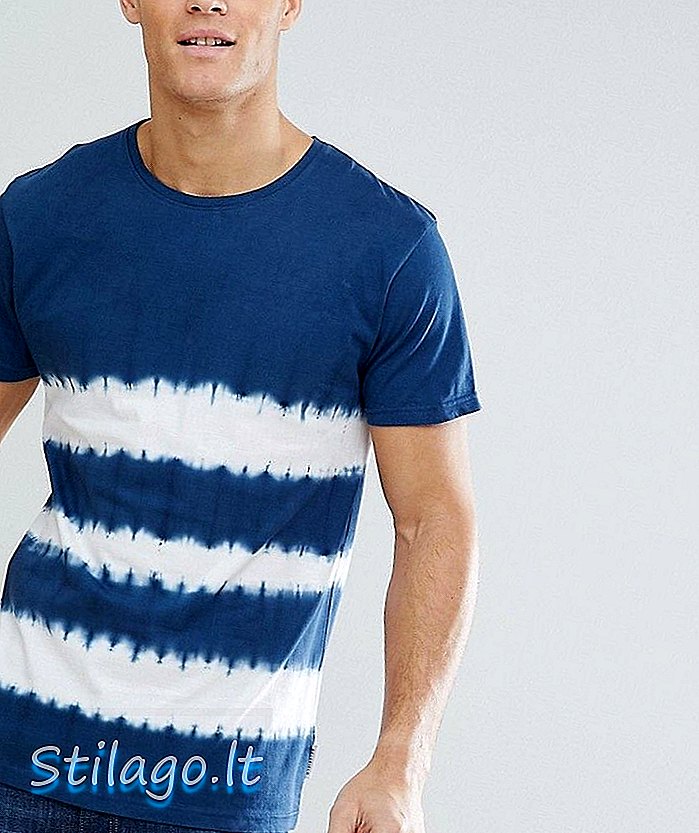 Bellfield T-skjorte med Tie Dye Stripe I Blue-Navy