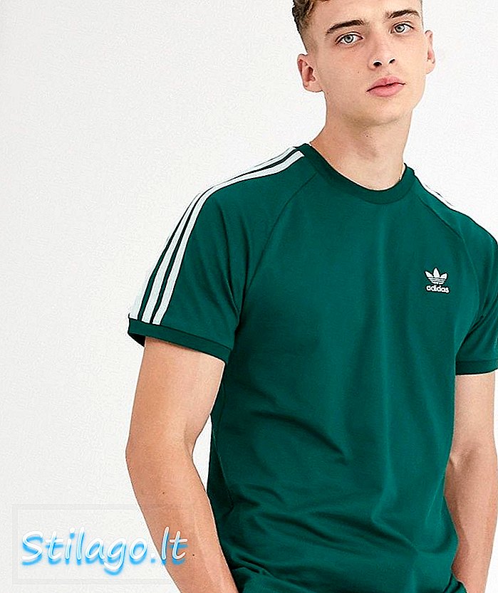 adidas Originals 3 svītru t-krekls zaļā krāsā