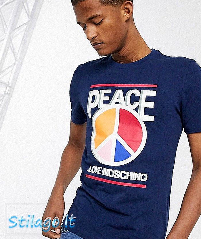 Meilės „Moschino peace“ marškinėliai-mėlyni