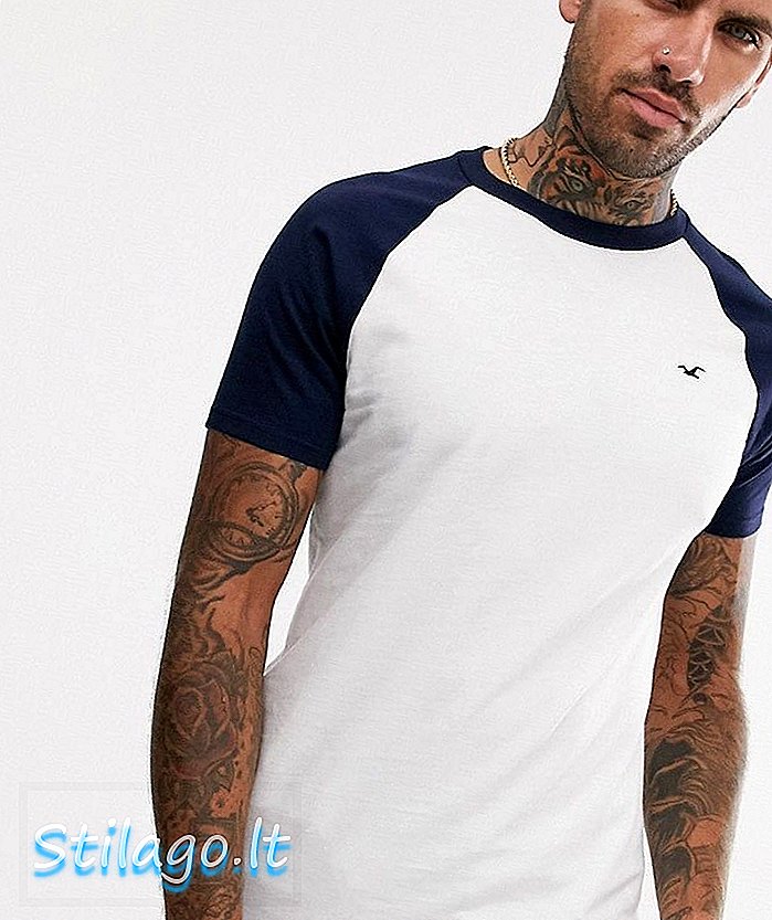 Бейсбольна футболка в стилі Hollister icon м'язово-білі / темно-синій