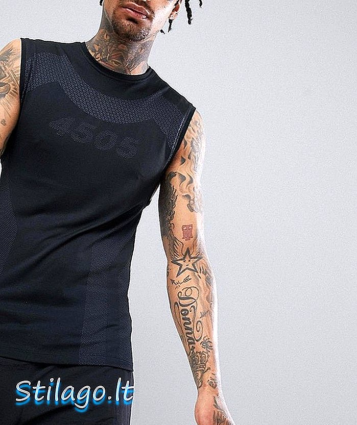 T-shirt tanpa lengan ASOS 4505 dengan rajutan tanpa tali-Hitam