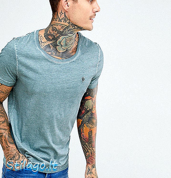 Noose & Monkey Relaxed Skater Scoop Neck Dirty Wash T-Shirt-Groen