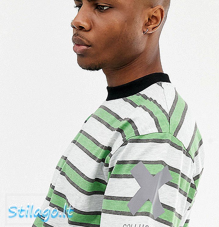 COLLUSION strip-t-shirt med reflekterande logotryck-Grön