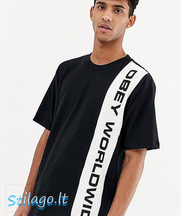 T-shirt nera con pannelli in cotone Faireyrade di Obey Worldwide
