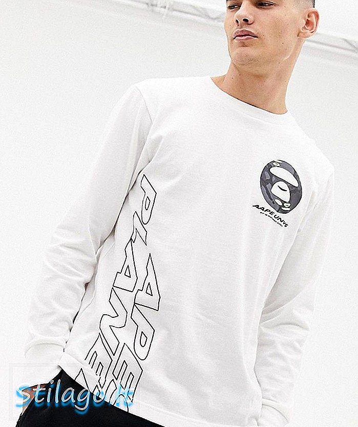T-Shirt AAPE By A Bathing Ape a maniche lunghe con logo Force in bianco