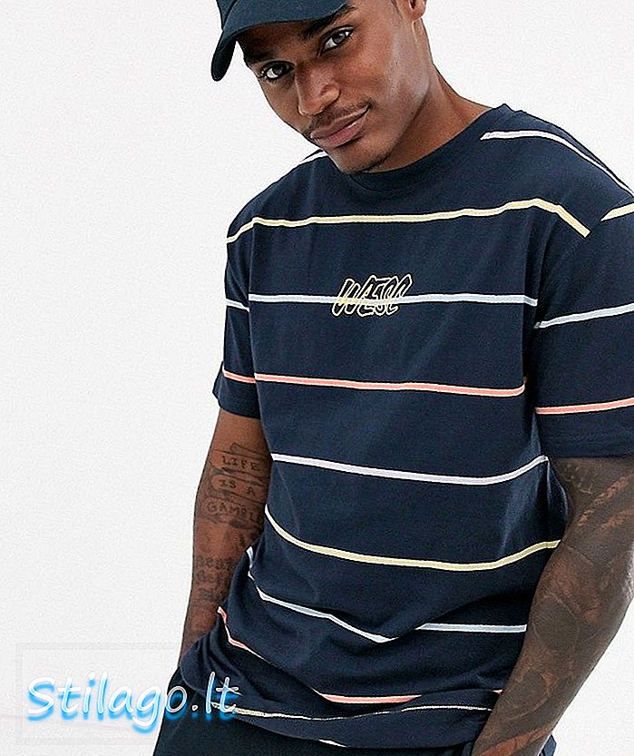 WESC Mason Yarn Dye Stripe camiseta-Navy