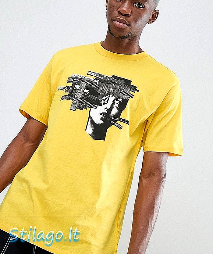 T-shirt cetak kepala Volcom noa dengan warna kuning
