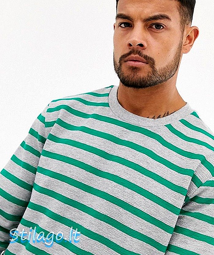 Only & Sons langærmet stripe-halsudskæring i top-grå