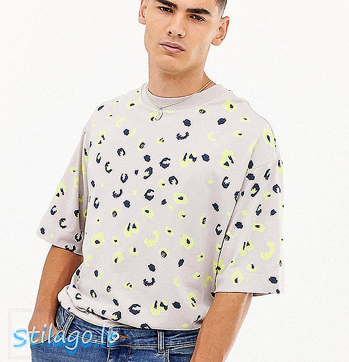 COLLUSION t-skjorte i lyse leopardprint-Multi