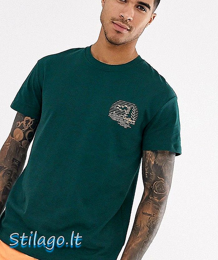 „Jack & Jones Originals“ nugaros grafiniai marškinėliai su žalia spalva