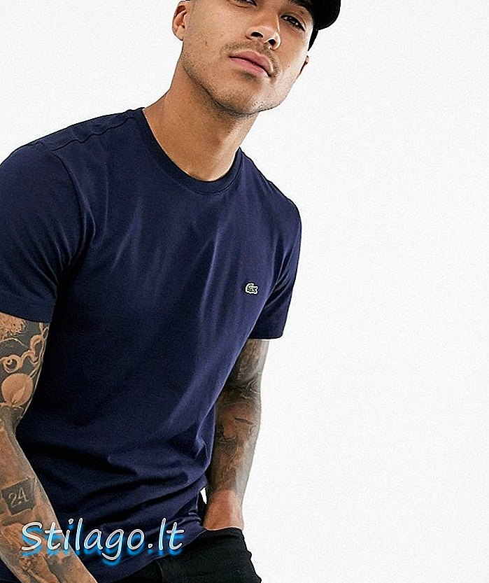 T-shirt en coton pima à logo Lacoste bleu marine
