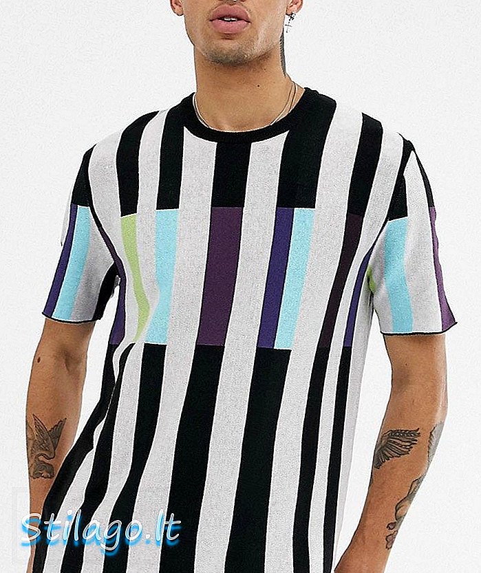 ASOS DESIGN overdimensjonert strikket t-skjorte med stripedesign-Multi