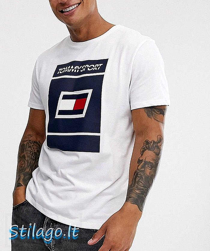 Tommy Sport T-shirt met borstlogo in wit