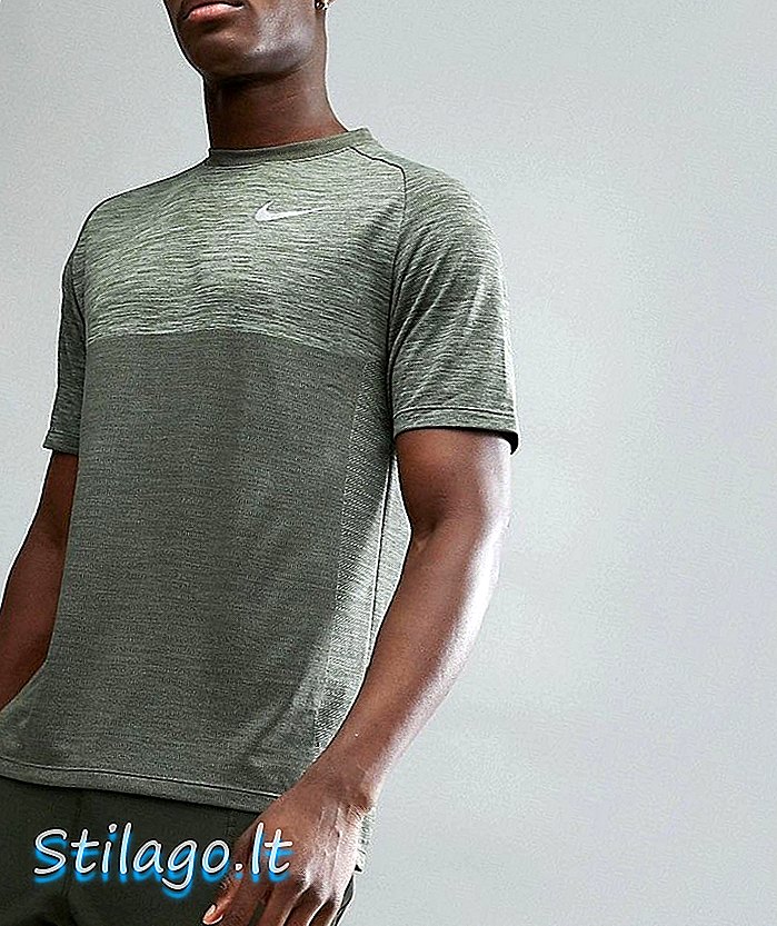 카키색의 Nike Running 메달리스트 니트 티셔츠 891426-355-Green