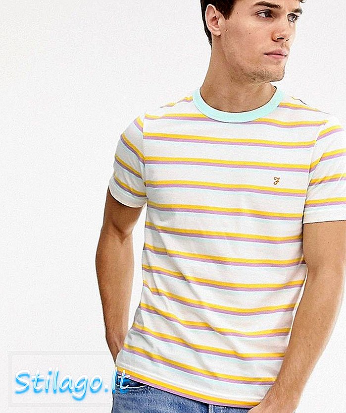 T-shirt slim fit stripe Farah berwarna putih