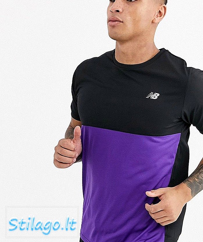 „New Balance“ bėgimo pagreitį rodantys marškinėliai purpurine spalva
