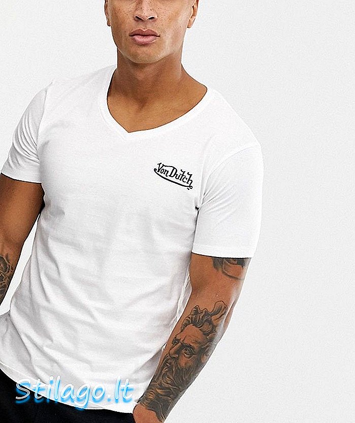 Von Dutch T-Shirt mit V-Ausschnitt - Weiß