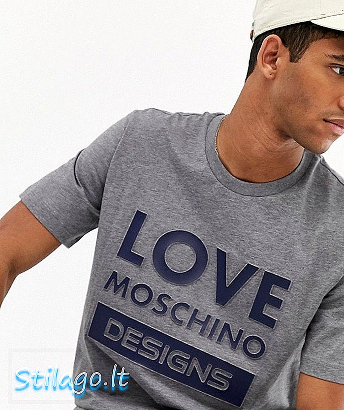 T-shirt tłoczony Love Moschino-Szary