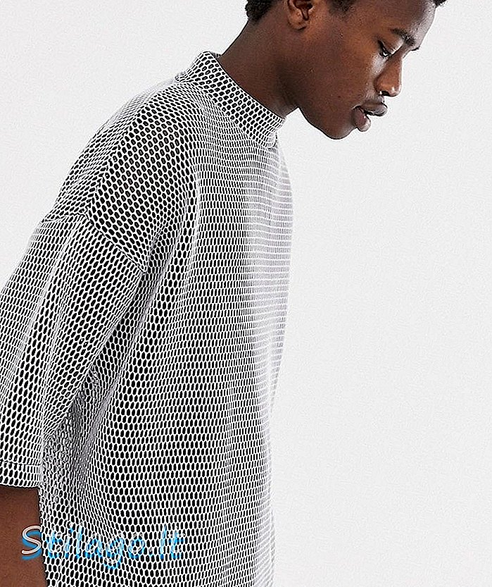„ASOS DESIGN“ dideli marškinėliai per pusę rankovėmis su vėžlio kakleliu pilkos spalvos tinkleliu