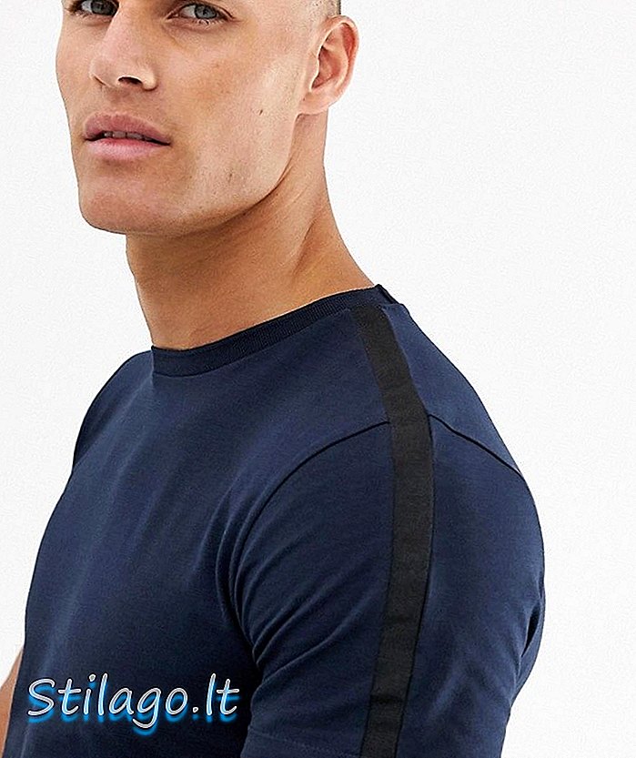 T-shirt Homme sélectionné avec bande latérale-Marine