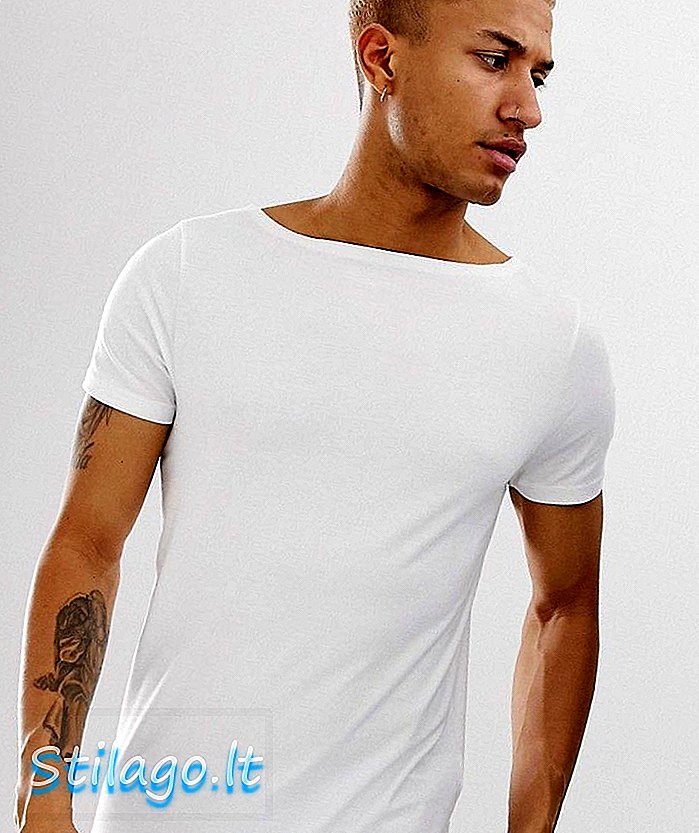 ASOS DESIGN - Relaxed T-shirt met boothals in wit
