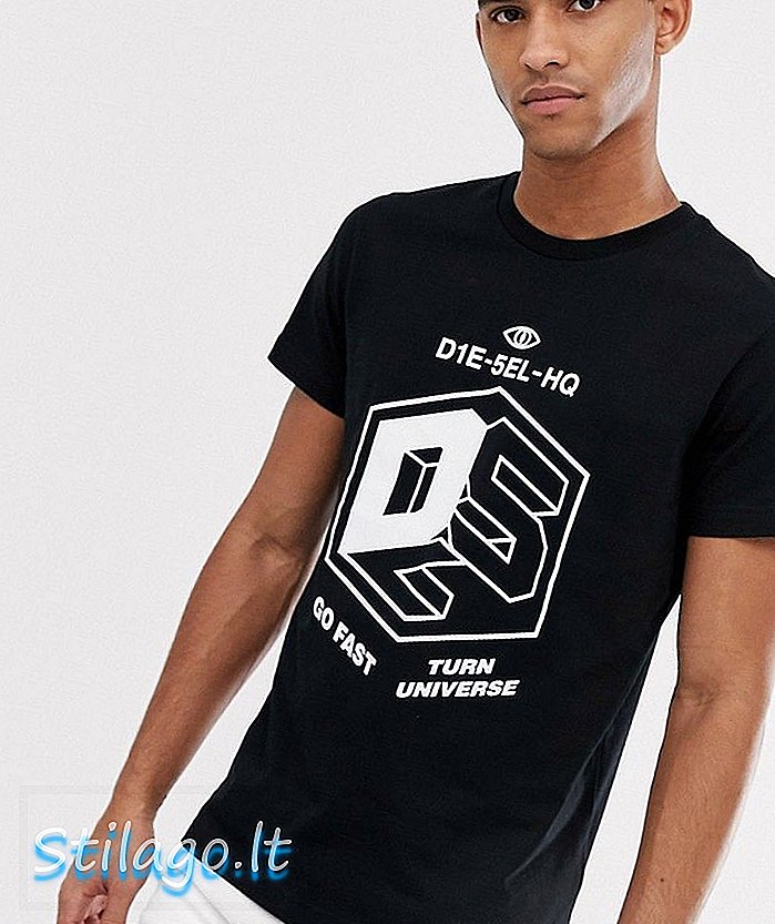 Diesel T-Diego A3 ir t-shirt de impressão rápida em preto