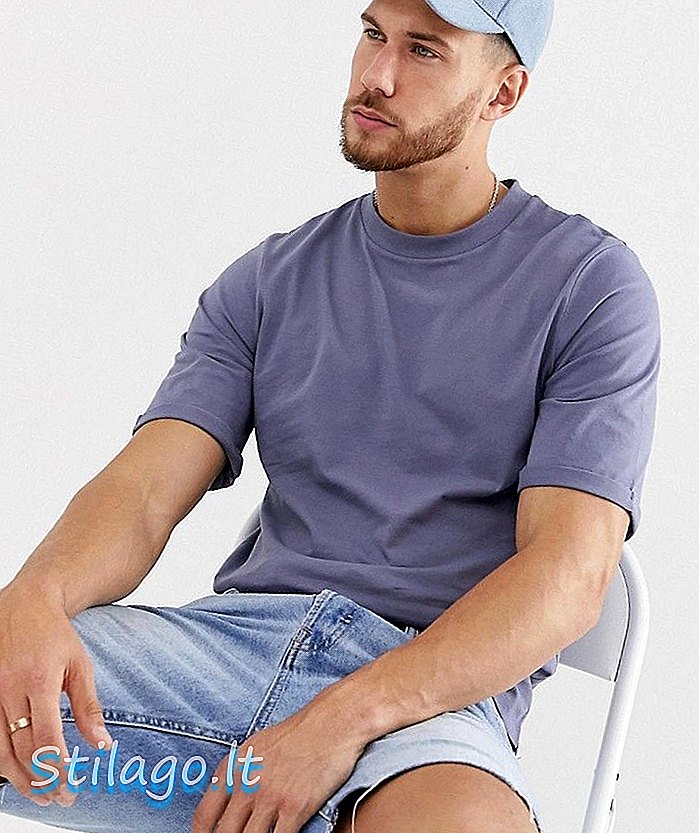 ASOS DESIGN - T-shirt met rolmouwen in grijs