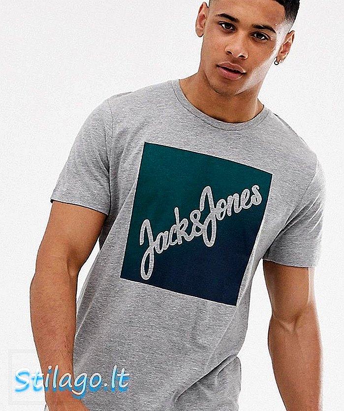 „Jack & Jones Originals“ logotipo marškinėliai-pilki