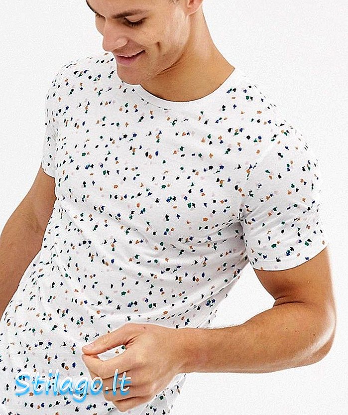 Επιλεγμένο γεωμετρικό τυπωμένο μπλουζάκι Homme σε λευκό