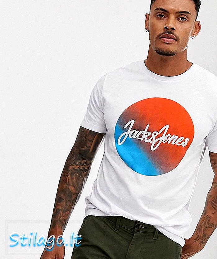 „Jack & Jones Originals“ logotipo marškinėliai-balti