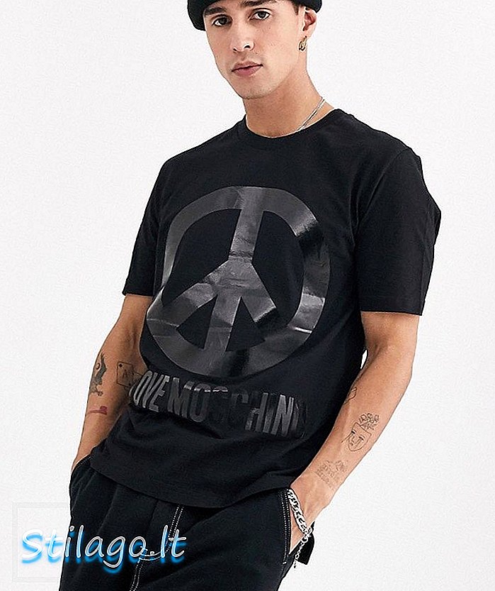 Love Moschino camiseta con logo tonal-Negro