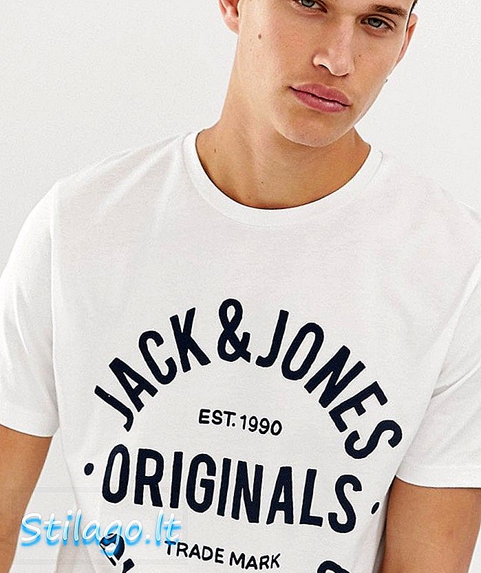 Jack & Jones Originals 스크립트 티셔츠-화이트