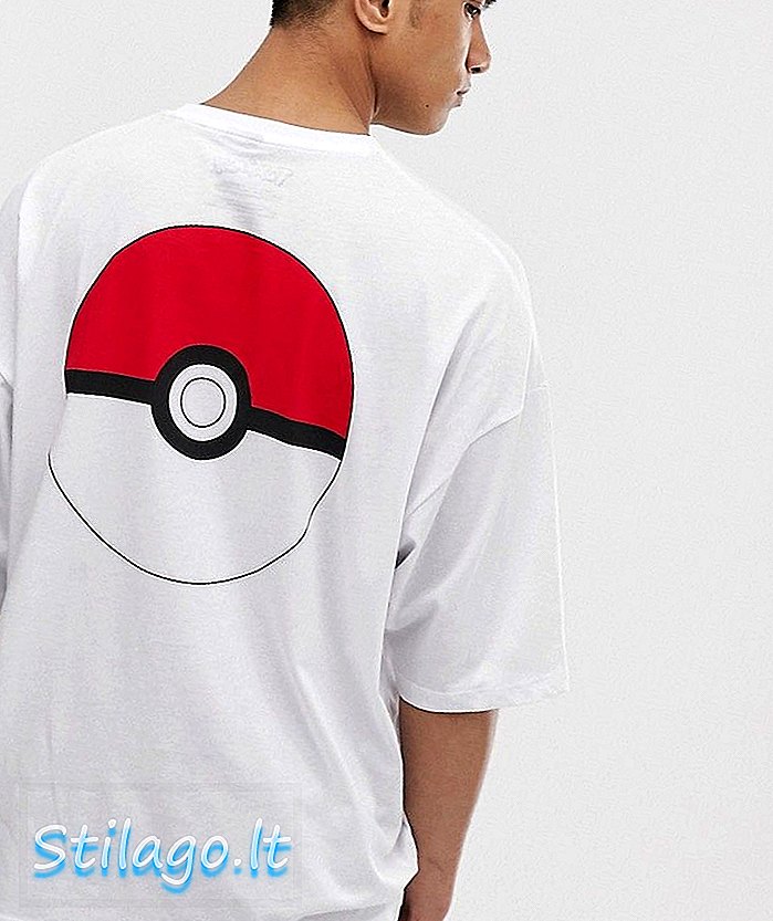 „ASOS DESIGN“ „Pokemon“ marškinėliai su dideliais krūtiniais ir nugaros spalva - balti
