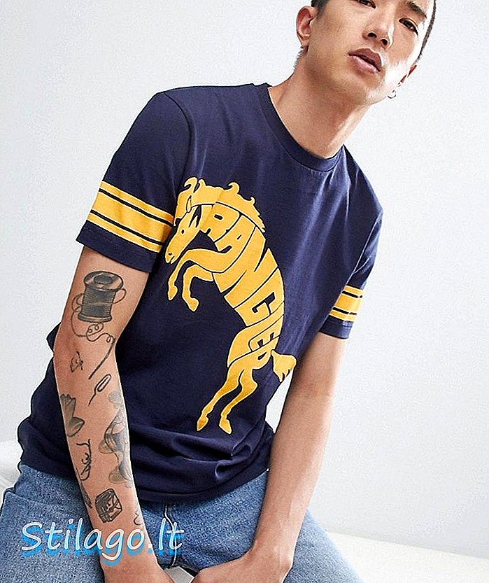 Wrangler blauw & geel rugby t-shirt-Navy