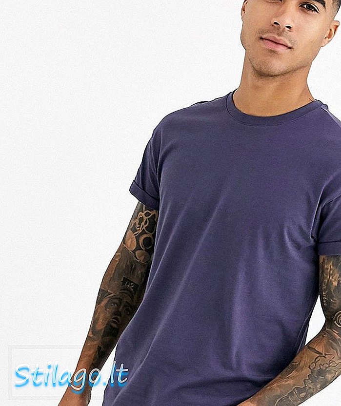 Donanma Yeni Görünüm rulo kollu t-shirt