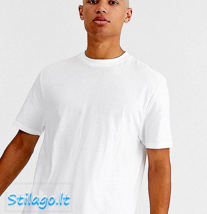ASOS DESIGN Ψηλό οργανικό χαλαρό μπλουζάκι με λαιμόκοψη σε λευκό