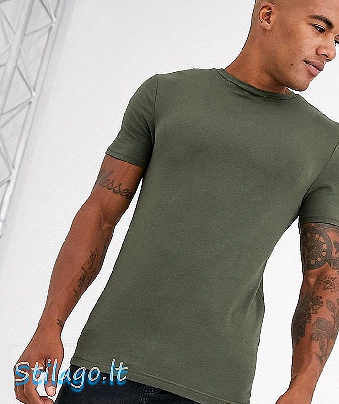 River Island - T-shirt coupe ajustée - Vert kaki